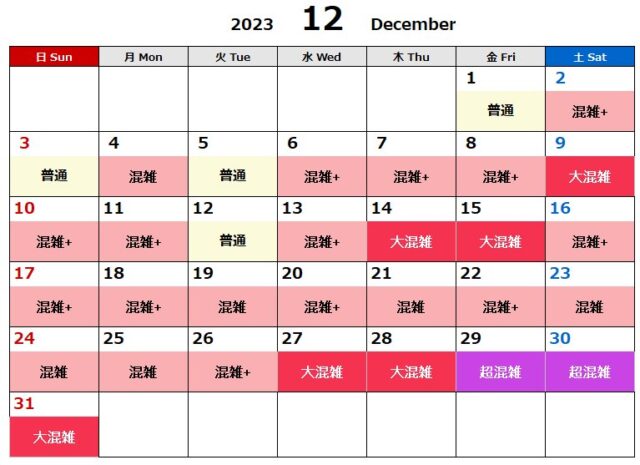 2023年12月クリスマス混雑