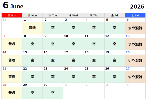 2026年6月USJ混雑予想